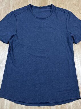 Lululemon Mens Navy Blue Short Sleeve Crew Neck Athletic T-Shirt Size Large.